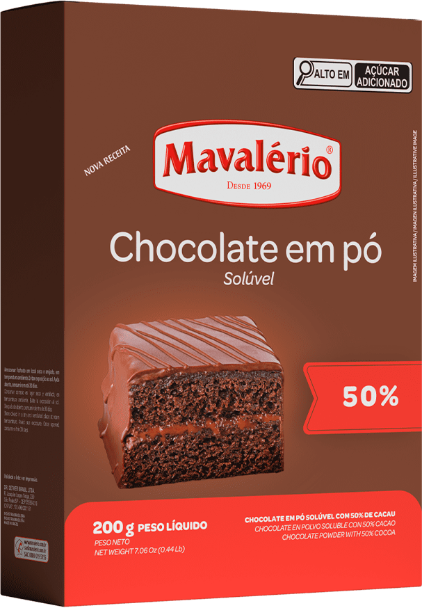 Chocolate Em Po Mavalerio 50% 200g
