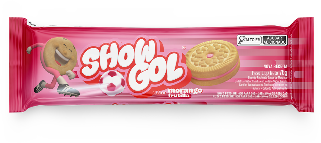 Biscoito Show Gol Recheado Morango 76g