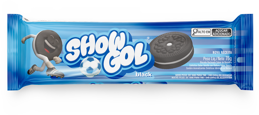 Biscoito Show Gol Recheado Black Baunilha 76g