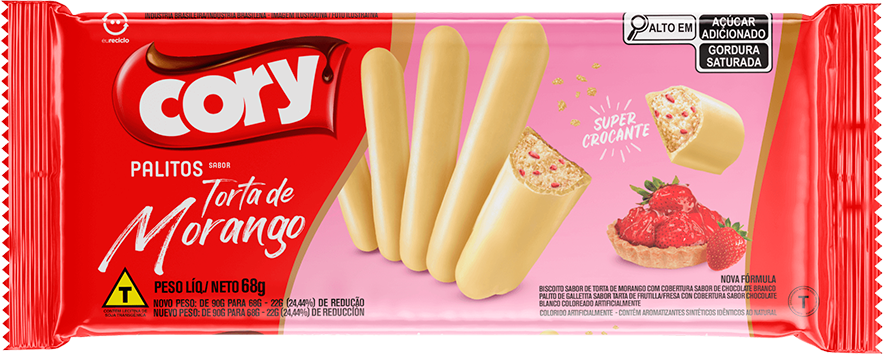 Biscoito Cory Palito Torta De Morango 68g