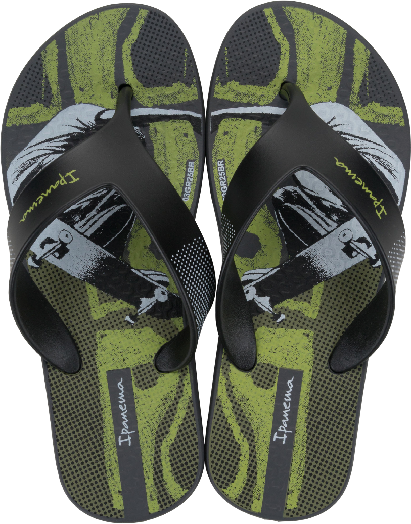Sandalia Ipanema Deck City Masc Infantil Grafite/Preto/Verde