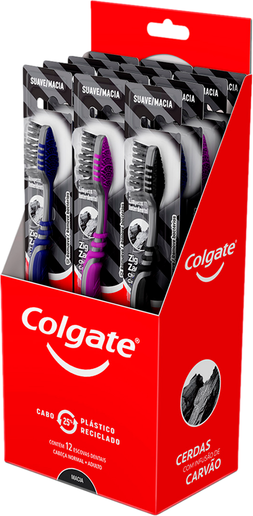 Escova Dental Colgate Zig Zag Carvao Lv12 Pg9
