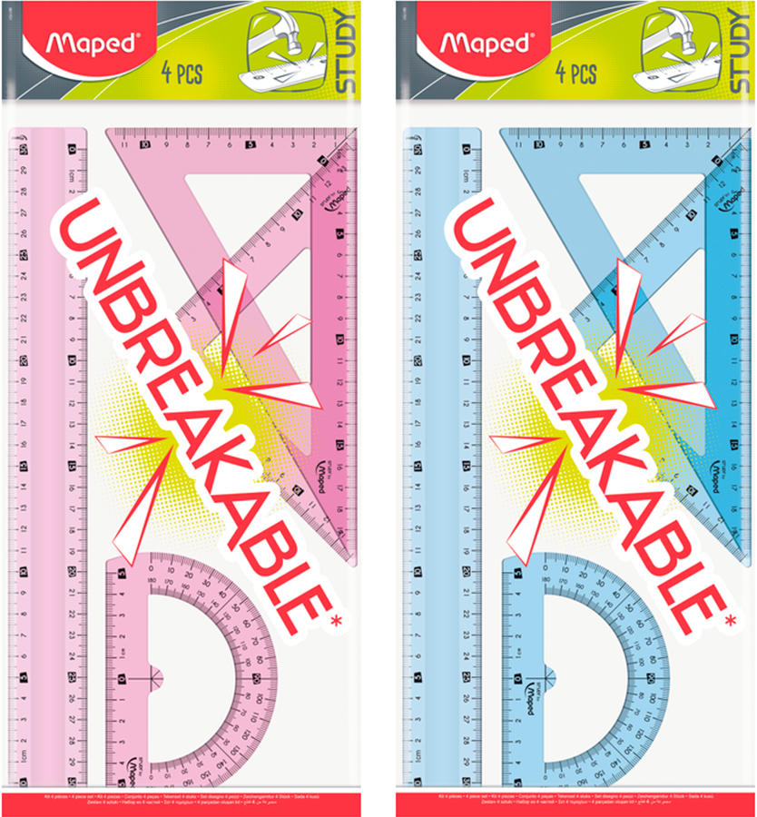 Kit Maped 1 Regua +2 Esquadros +1 Transferidor Flexivel Sort