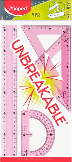 Kit Maped 1 Regua +2 Esquadros +1 Transferidor Flexivel Sort