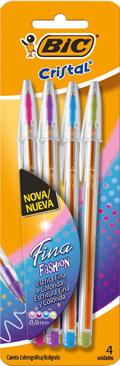 Caneta Bic Esferografica Escolar Fashion Fina Sortida 4un