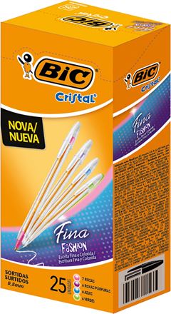 Caneta Bic Esferografica Escolar Fashion Fina Sortida 25un