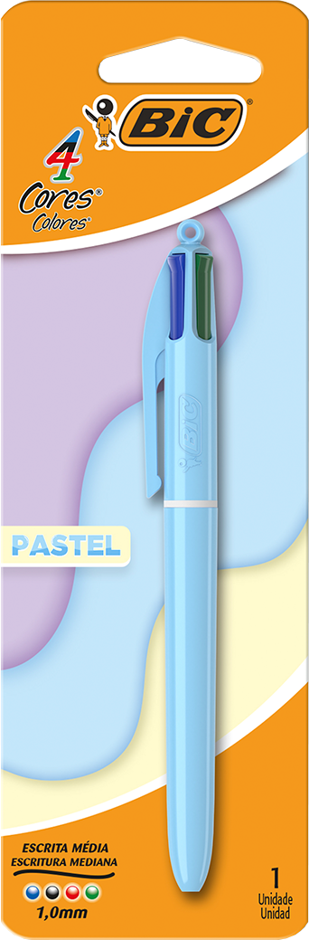Caneta Bic Esferografica 4 Cores Pastel