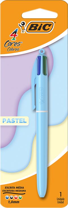 Caneta Bic Esferografica 4 Cores Pastel