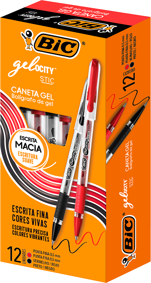 Caneta Bic Esferografica Gelocity 0.5 Preta/Vermelha