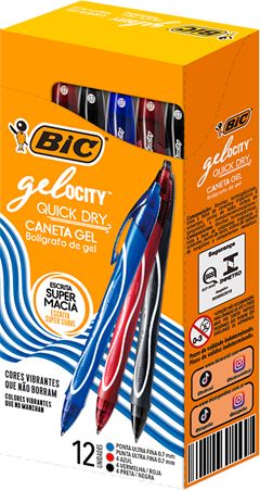 Caneta Bic Esferografica Gelocity Quick Dry Az/Pt/Vm