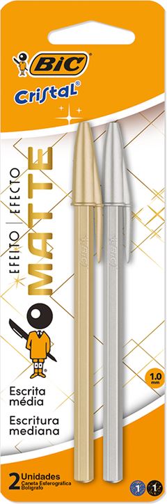 Caneta Bic Esferografica Matte Prata/Dourado 2un