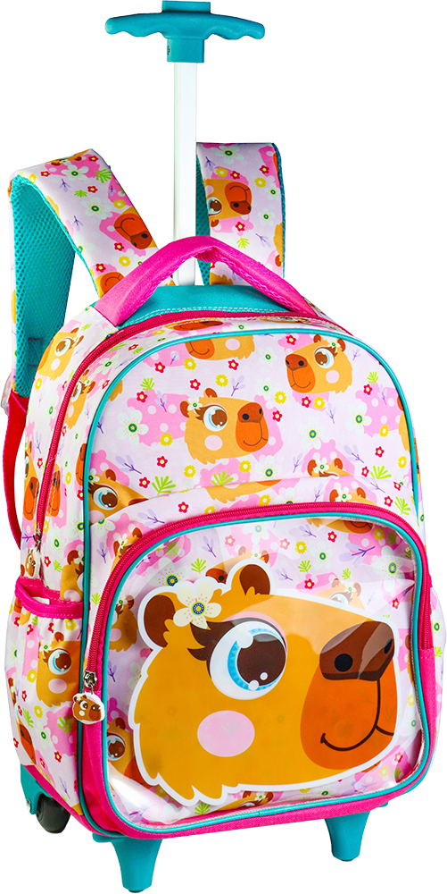 Mochila Com Roda Kit Infantil Feminino Capivara