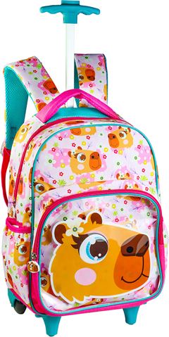 Mochila Com Roda Kit Infantil Fem Capivara