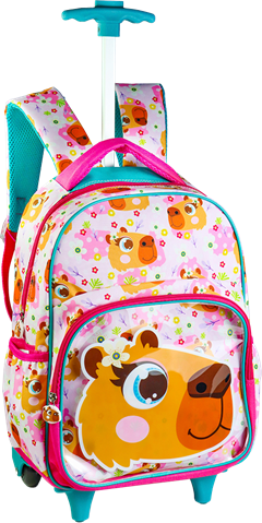 Mochila Com Roda Kit Infantil Fem Capivara