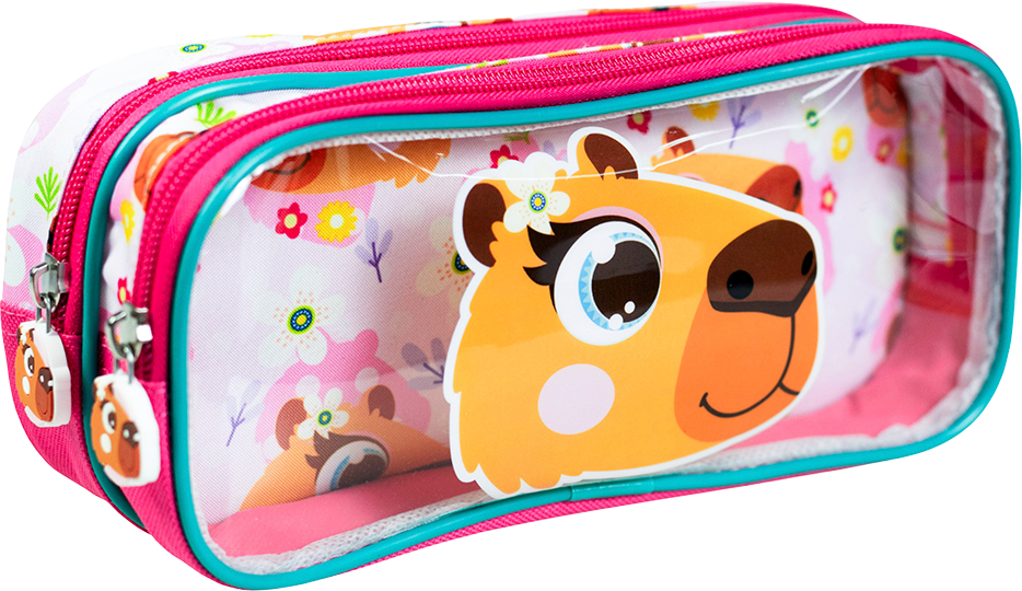Estojo Kit Retangular Duplo Infantil Fem Capivara