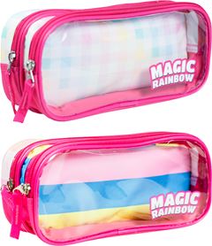 Estojo Kit Retangular Duplo Infantil Fem Magic Rainbow