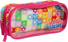 Estojo Kit Retangular Duplo Infantil Fem Magic Colors