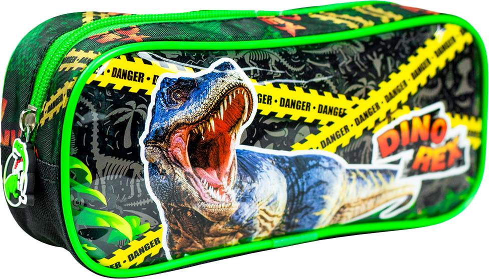 Estojo Kit Retangular Infantil Masculino Dino Rex