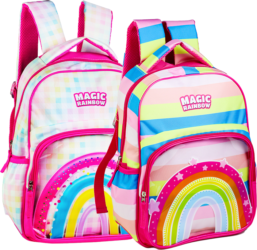 Mochila Kit Infantil Fem Premium Magic Raingow