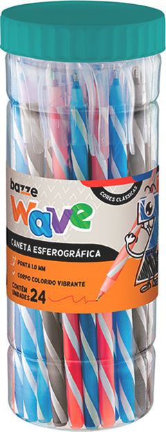Caneta Bazze Wave Esferografica 1.0 Az/Pt/Vm Pote