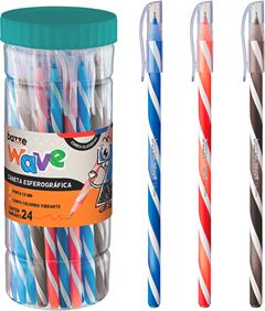 Caneta Bazze Wave Esferografica 1.0 Az/Pt/Vm Pote