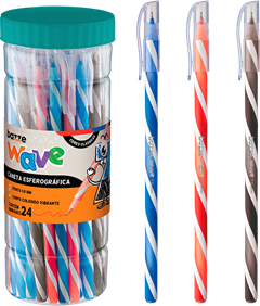 Caneta Bazze Wave Esferografica 1.0 Az/Pt/Vm Pote