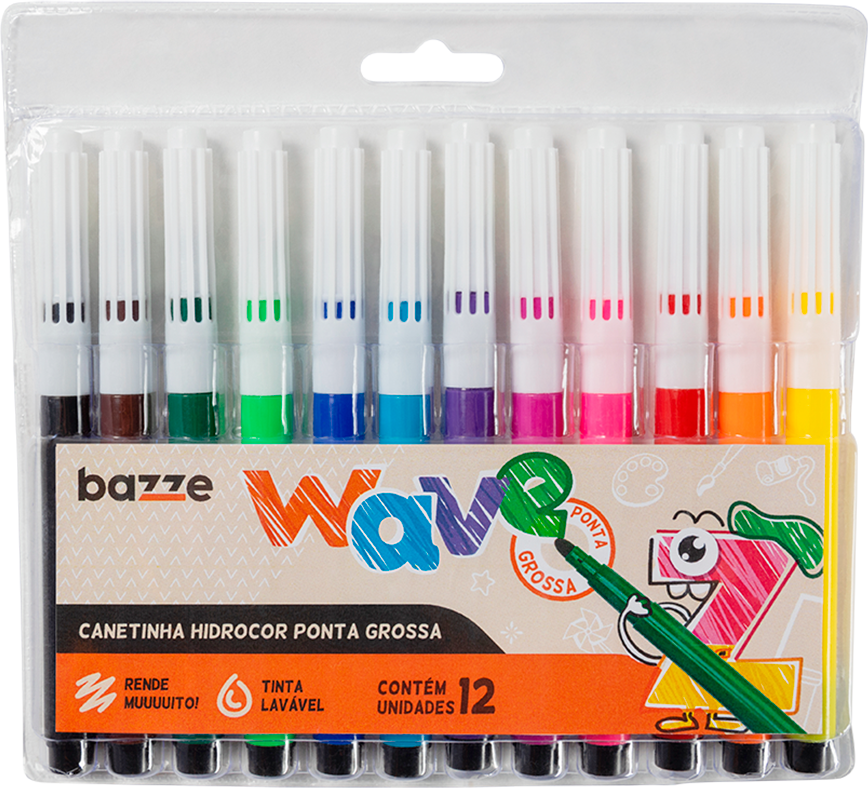 Canetinha Hidrografica Bazze Wave 12 Cores