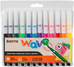 Canetinha Hidrografica Bazze Wave 12 Cores