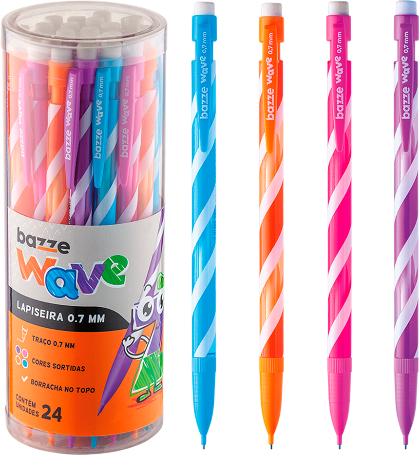 Lapiseira Bazze Wave 0.7mm Pote Sortido