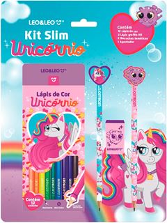 Lapis De Cor Leoleo Unicornio 12 Cores + Kit Escolar