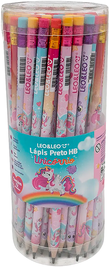 Lapis Grafite Leoleo Hb Resina Unicornio Com Borracha Pote