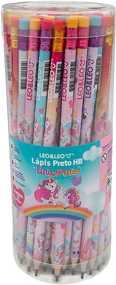 Lapis Grafite Leoleo Hb Resina Unicornio Com Borracha Pote