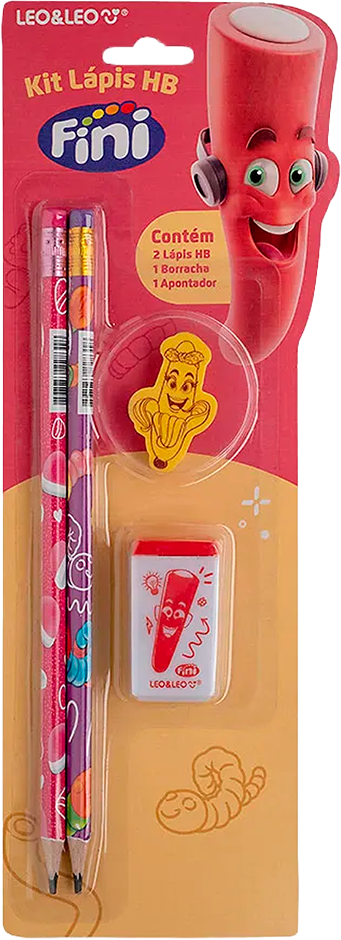 Kit Lapis Grafite Leoleo Hb Fini Apontador + Borracha
