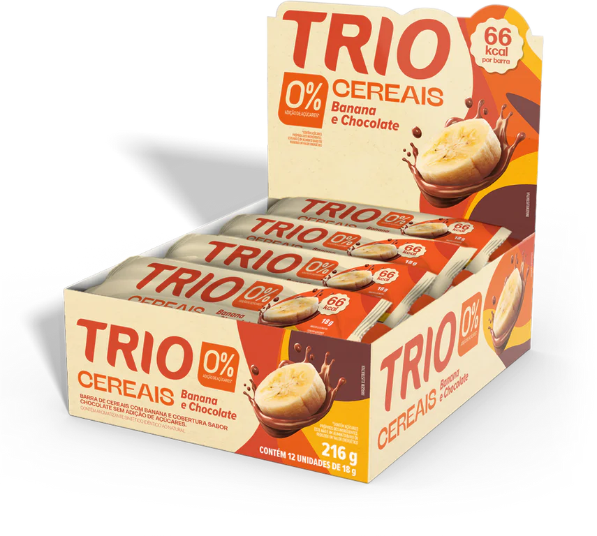 Barra De Cereal Trio Banana E Chocolate Zero 18g