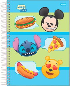 Caderno Jandaia Universitario Disney Emoji Cd 1m 80fls