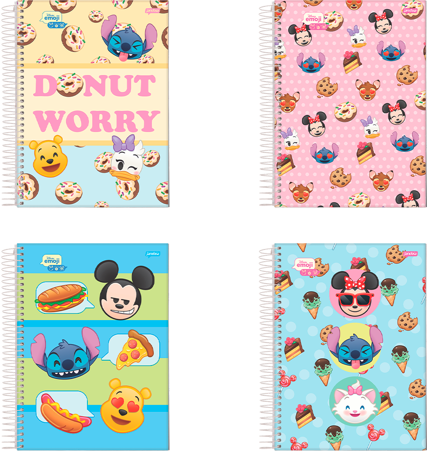 Caderno Jandaia Universitario Disney Emoji Cd 10m 160fls