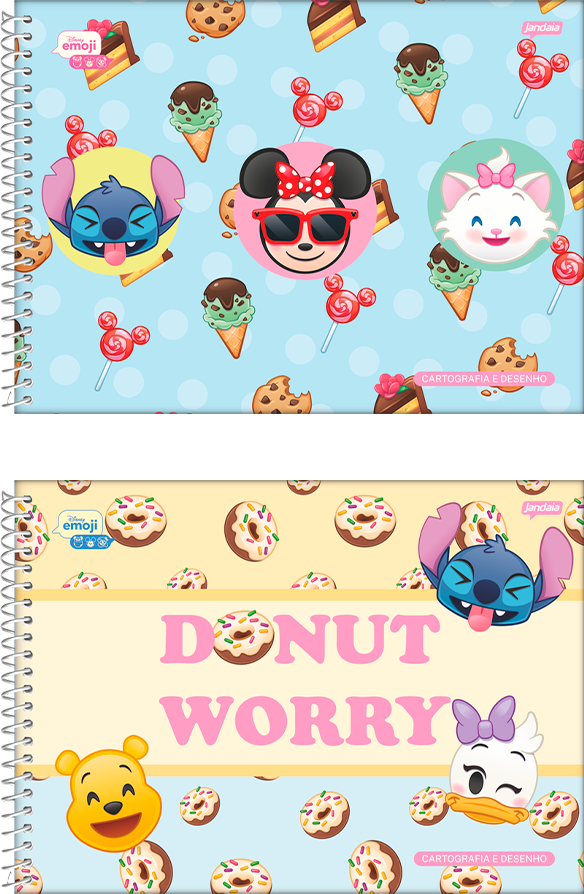 Caderno Jandaia Cartografia Disney Emoji Cd Esp 80fls