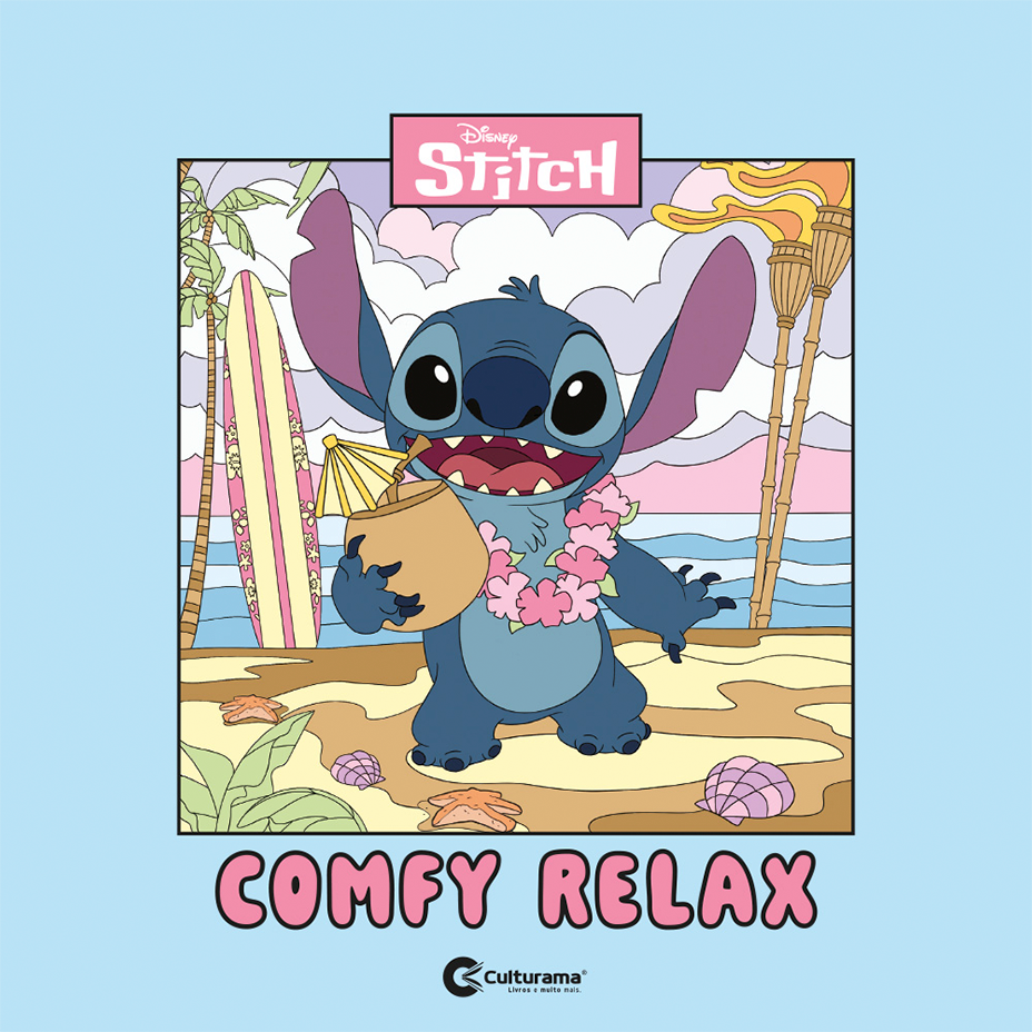 Livro Colorir Culturama Stitch Comfy Relax Cd 48f