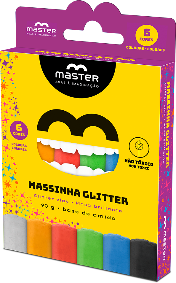 Massa Modelar Amido Master 6 Cores Com Glitter