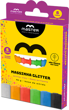 Massa Modelar Amido Master 6 Cores Com Glitter