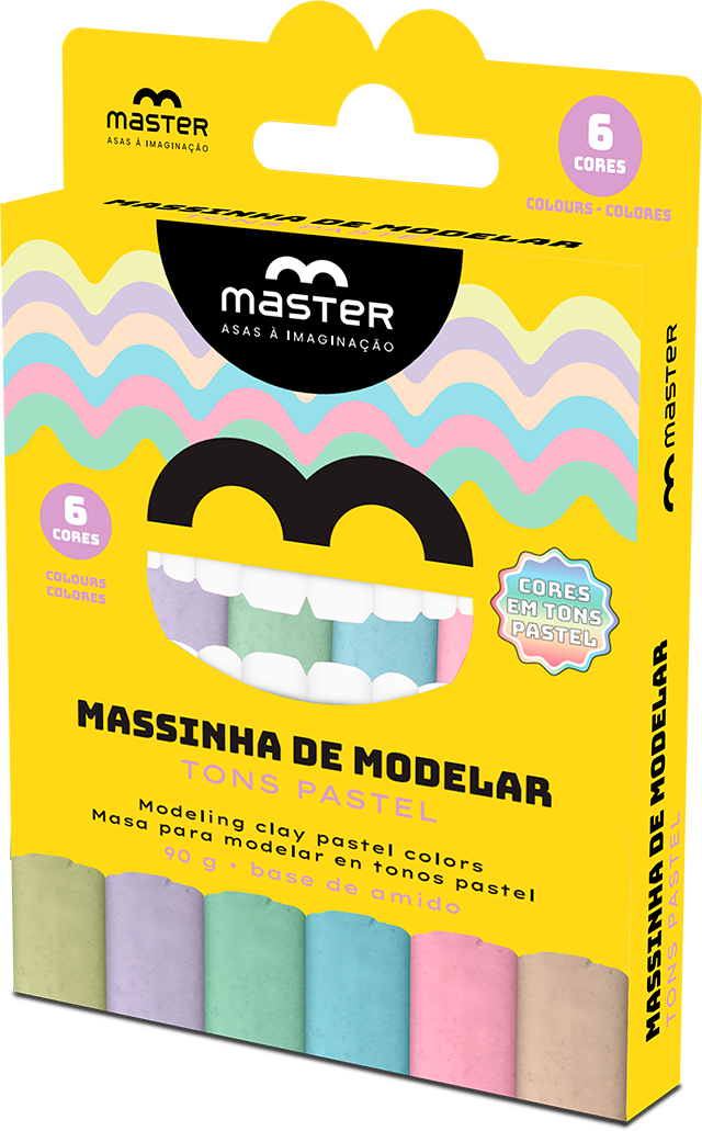 Massa Modelar Amido Master 6 Cores Tons Pasteis