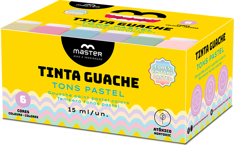 Tinta Guache Master 6 Cores 15ml Tons Pasteis