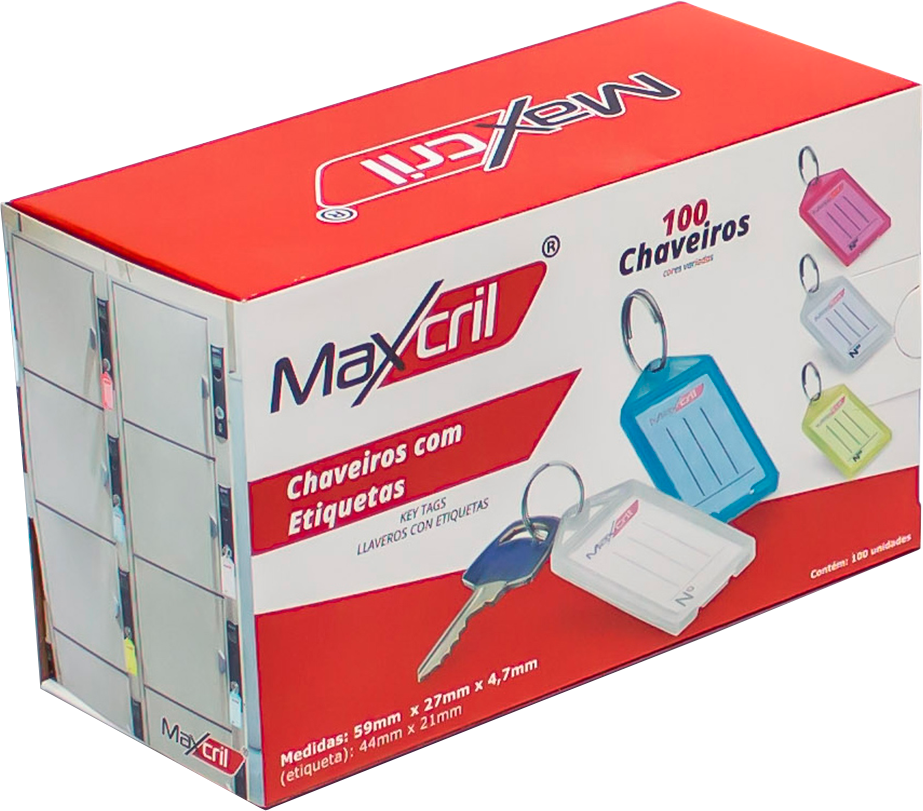 Chaveiro Com Etiqueta Maxcril Sortido 100un