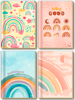 Caderno Credeal Universitario Arco Iris 1/4 Cd Cost 80fls