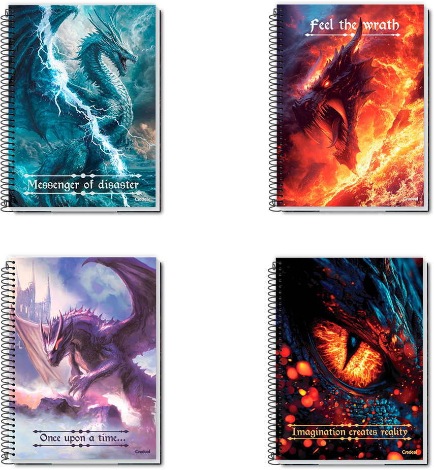 Caderno Credeal Universitario Aventura Dragoes Cd 1m 80fls