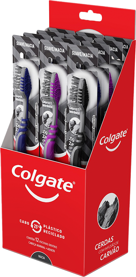 Escova Dental Colgate Zig Zag Carvao