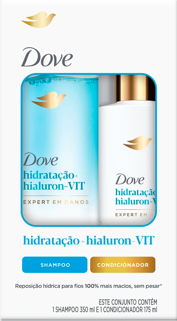 Kit Dove Hidratacao + Hialuron Shampoo 350ml + Co 175ml