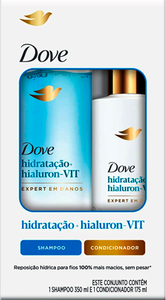 Kit Dove Hidratacao + Hialuron Shampoo 350ml + Co 175ml