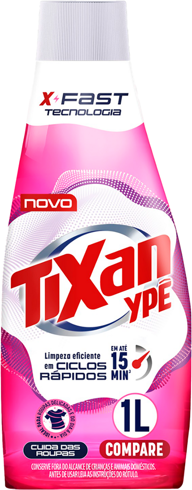Sabao Liquido Ciclo Rapido Tixan Ype Cuida D Roupas Rosa 1l
