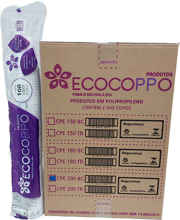 Copo Descartavel Ecocoppo Pp Branco 200ml 100un